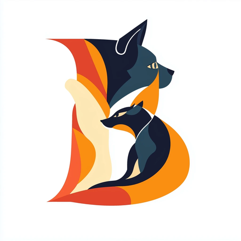 猫狗相伴矢量标志