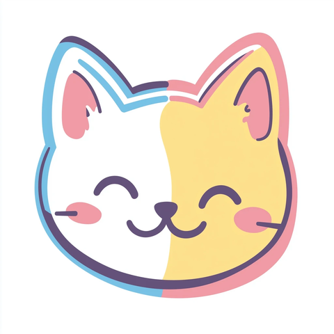 蜡笔画猫脸狗背影