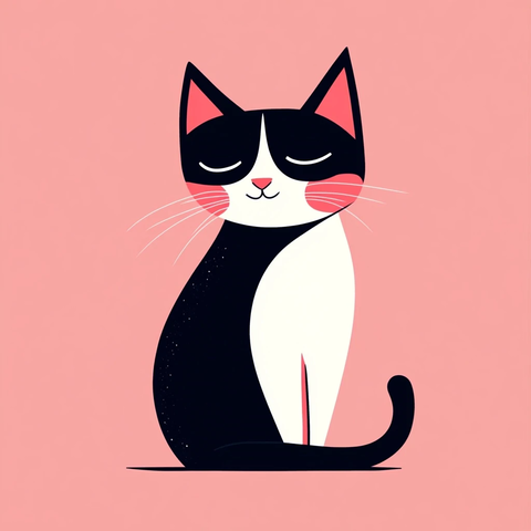 害羞猫咪简约插画