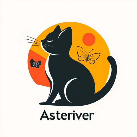 猫咪蝴蝶矢量标志设计