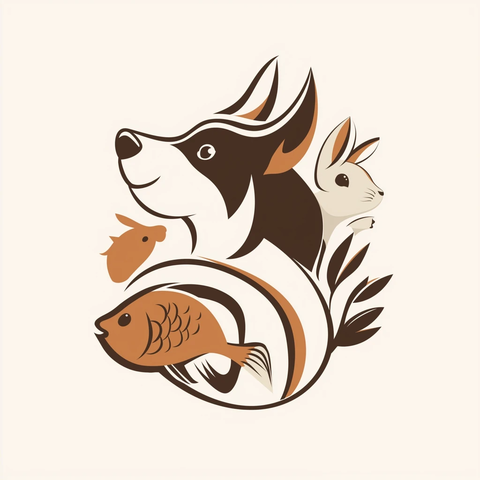 宠物店狗猫兔鱼标志设计