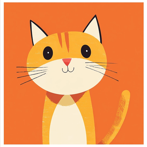 橙色条纹猫跃动矢量插画