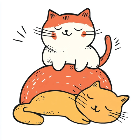 小胖猫与橘猫相依而眠