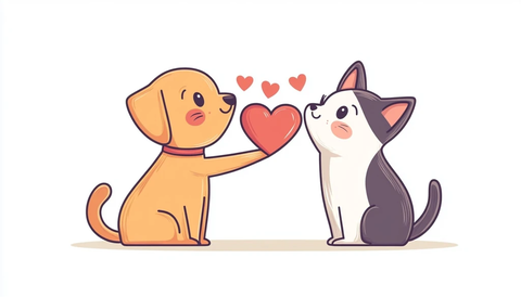 狗狗送爱心给猫咪