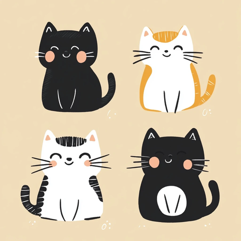 圆润小猫插画设计