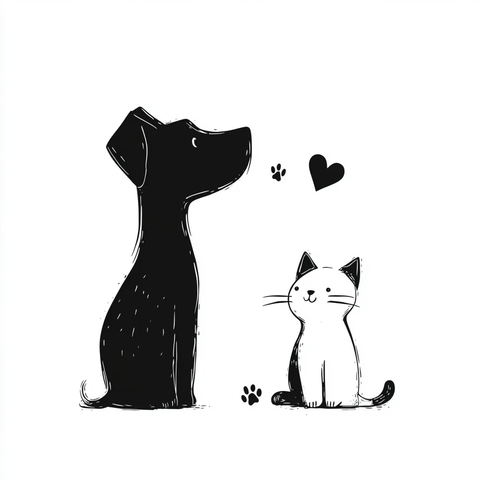 狗猫宠物爪子骨头插画