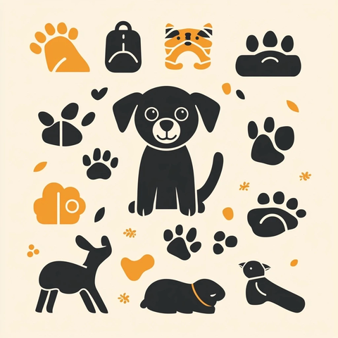 宠物欢迎卡插画模板