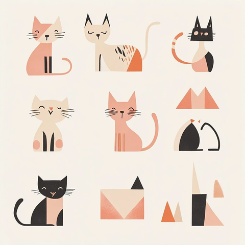 抽象几何猫咪动态姿势