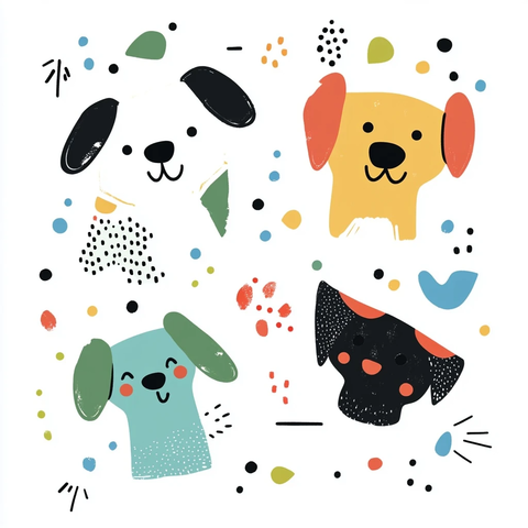 卡通狗狗插画简约设计