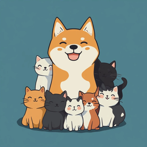 柴犬与猫的日常