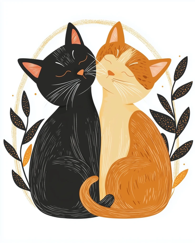 两只猫咪坐一起