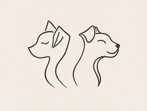 简约猫狗线条图形设计