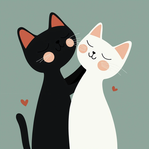 两只猫咪互相依偎