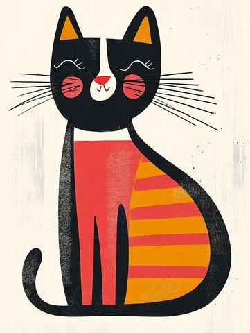 猫咪粉条纹简笔画