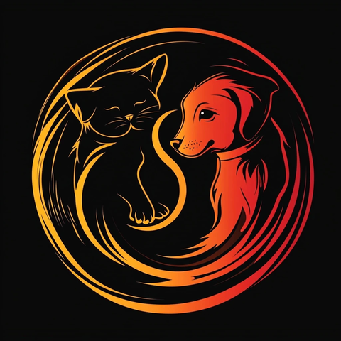 猫狗圆形和谐图案