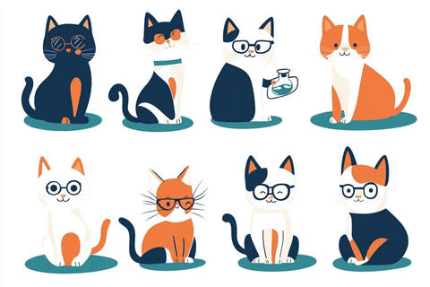 猫咪玩耍科学实验矢量图