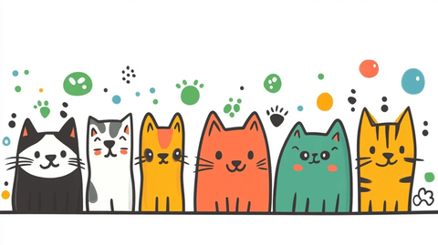 猫狗卡通线描图案