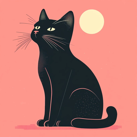 五色简笔猫插画