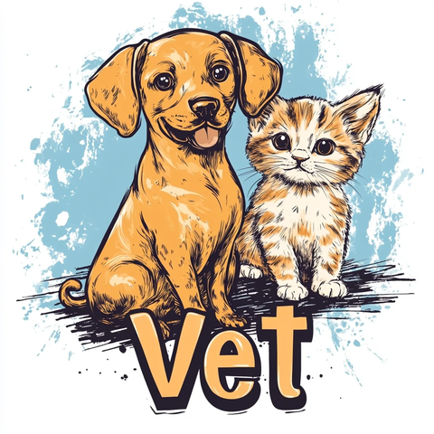 猫狗共坐图标设计