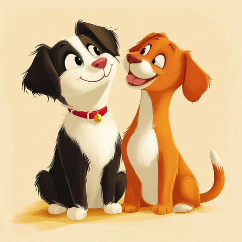 猫狗微笑面对镜头