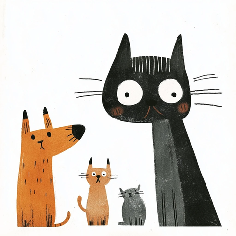 狗狗猫咪白色背景