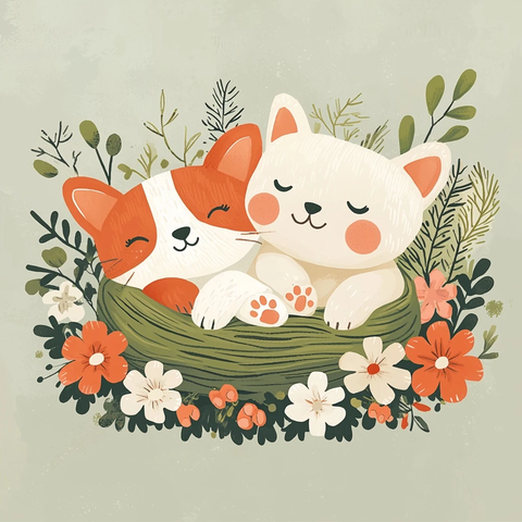 猫狗同窝温馨花纹宠物店横幅