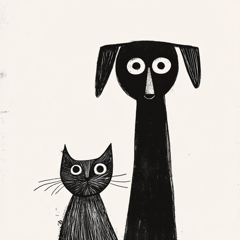 狗猫头手绘简笔画