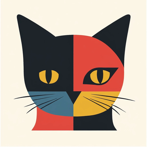 几何风格猫咪笑脸图