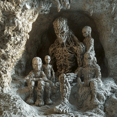 山洞中形态各异的异形雕塑