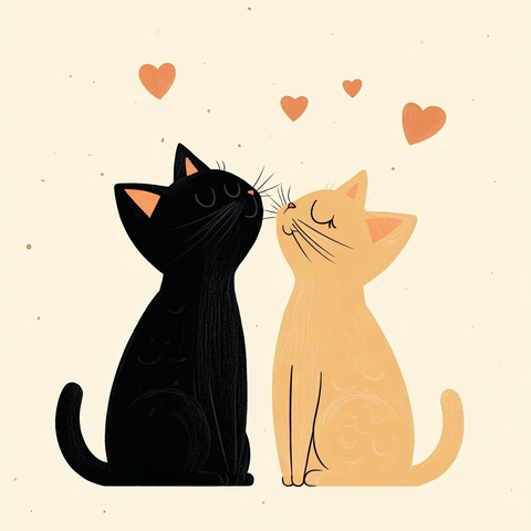 两只猫咪相依相偎