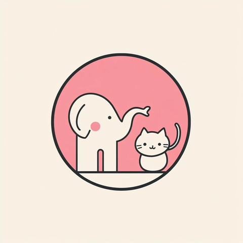 粉色大象与可爱猫咪