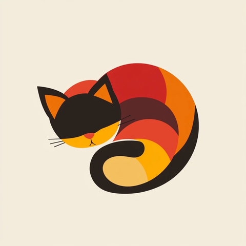 午睡猫咪柔和色彩设计