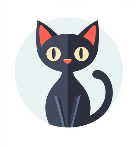 黑色扁平猫图标矢量文件