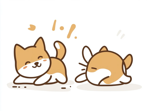 柴犬玩耍矢量插画