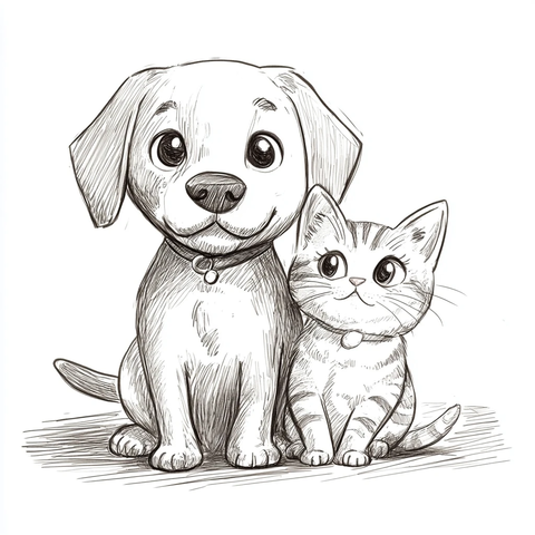 拉布拉多犬与猫咪友好相处