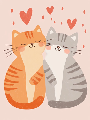 橙灰猫咪触爪幸福瞬间