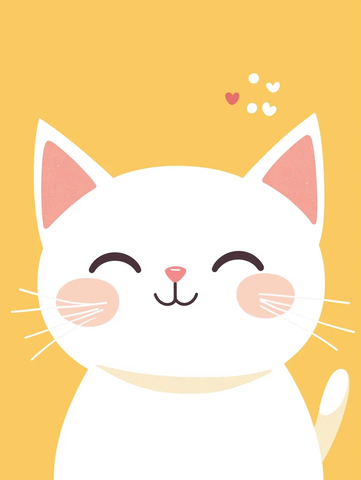 可爱白猫脸蛋插画