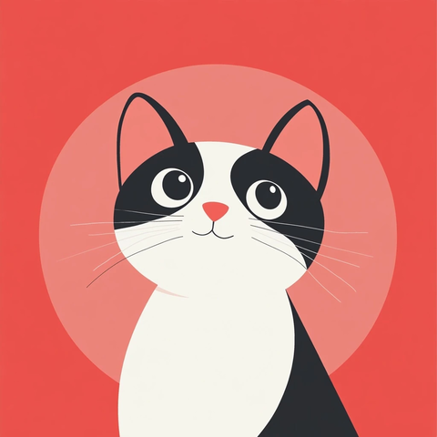 圆润猫咪扁平插画