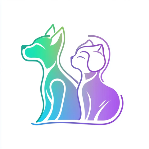 猫狗线描矢量插画