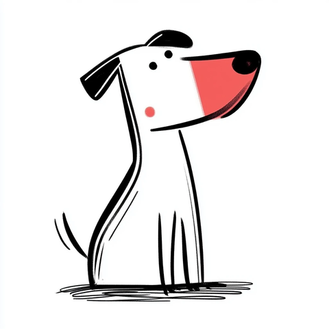 狗狗全身简笔画风格插画