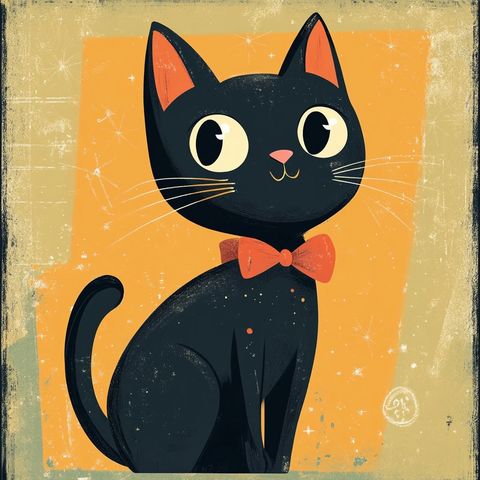 黑猫卡通与复古元素结合