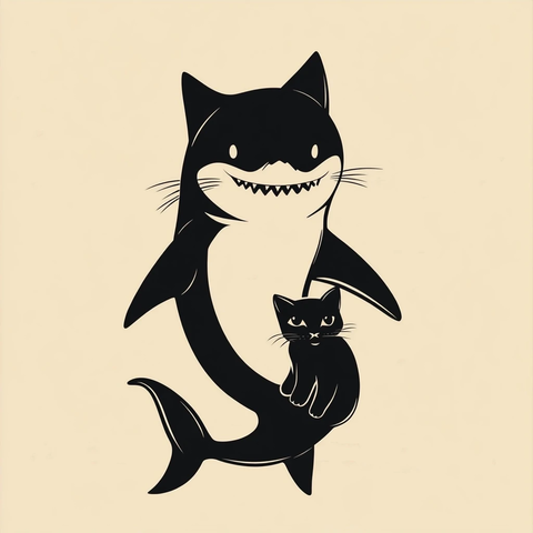 鲨鱼猫融合形象设计