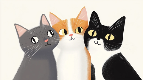 三只猫咪亲密相依