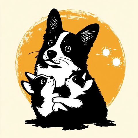 狗母子配送标志图案