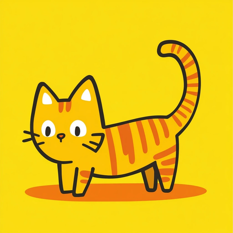 黄色条纹猫伸展卡通画