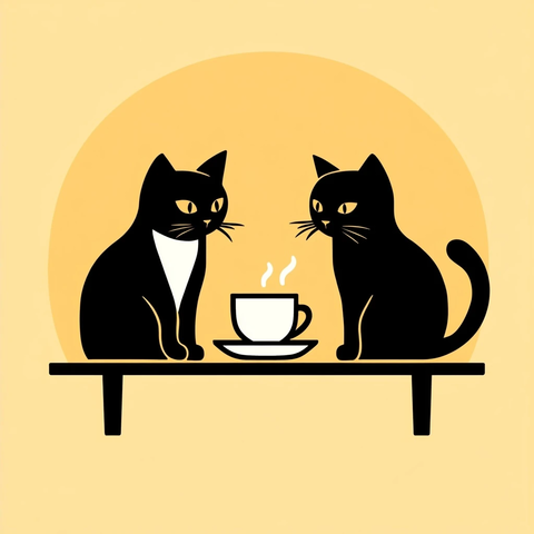 猫咖啡矢量标志设计