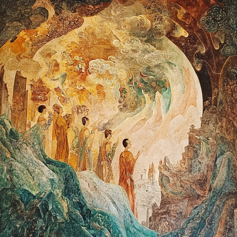 古代人物壁画展现神秘意境