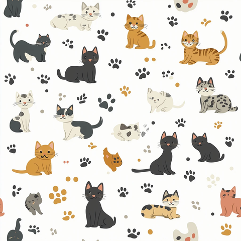 猫狗脚印散布白色背景