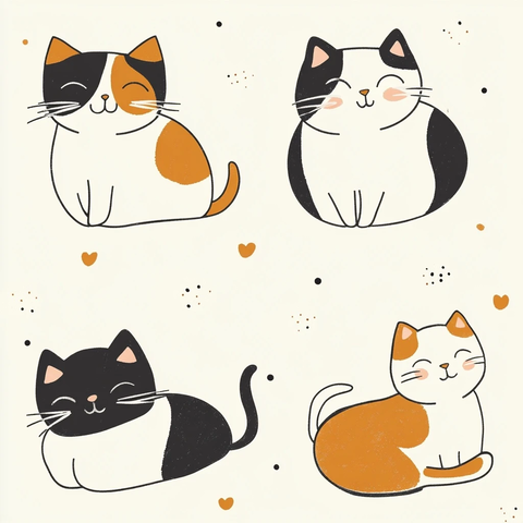 猫咪插画隔离背景