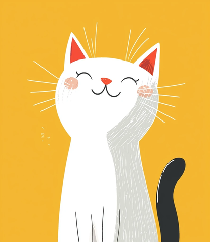 白猫笑脸插画